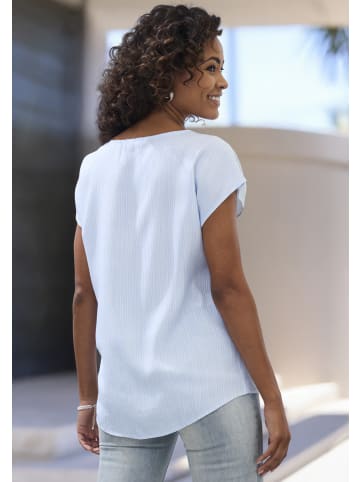 Vivance Kurzarmbluse in hellblau-weiß gestreift