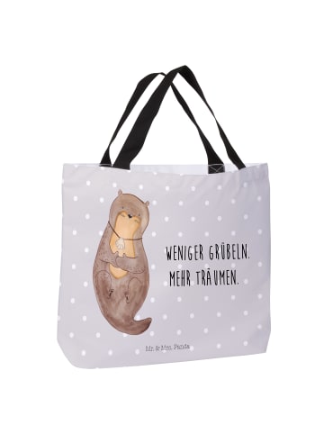 Mr. & Mrs. Panda Schultertasche Otter Muschel mit Spruch in Grau Pastell