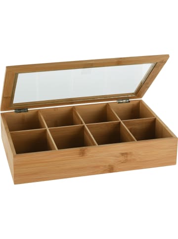 Excellent Houseware Teebox aus Holz, 8 Fächer in Braun, (B) 20 x (H) 6,5 x (L) 32 cm