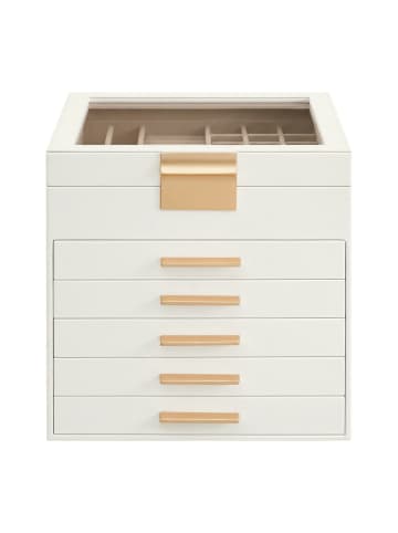 SONGMICS Schmuckkasten Gisella in Weiß-Goldfarben - (B)23.1 x (H)22.8 x (T)20.3 cm