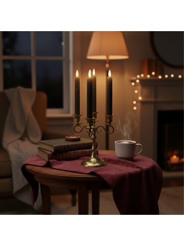 relaxdays 4 x LED Stabkerzen in Schwarz