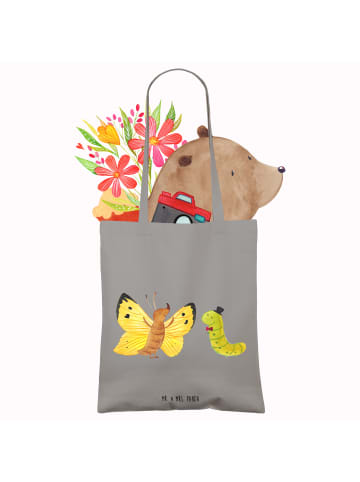 Mr. & Mrs. Panda Shopping Tasche Raupe Schmetterling ohne Spruch in Light Grey