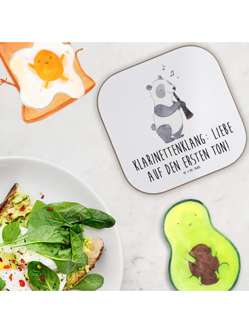 Mr. & Mrs. Panda Untersetzer Klarinette Liebe  mit Spruch in Weiß