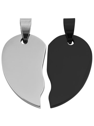 Adeliás Unisex Anhänger – Herz Gravuranhänger aus Edelstahl in weiß