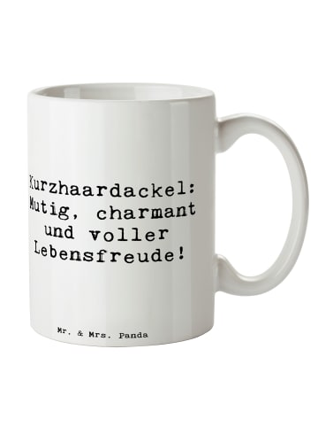 Mr. & Mrs. Panda Tasse Spruch Mutiger Dackel mit Spruch in Weiß