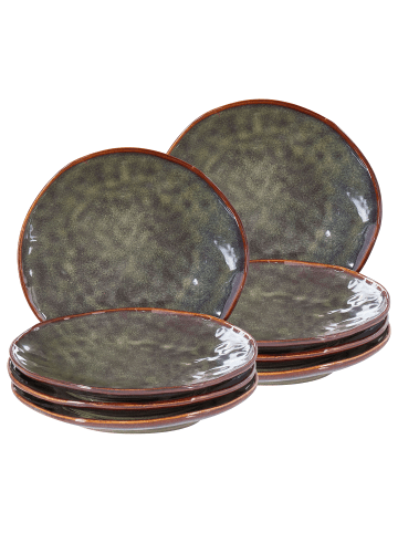 Beliani 8er-Set Teller und Schüsseln THYME in Grün