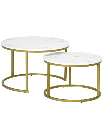 HOMCOM Couchtisch Set-74L x 74B x 46,3H cm-Weiß