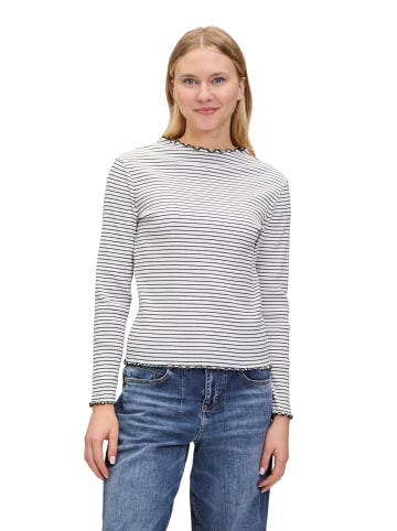 CARTOON Langarm-Shirt mit Kragen in Weiß/Schwarz
