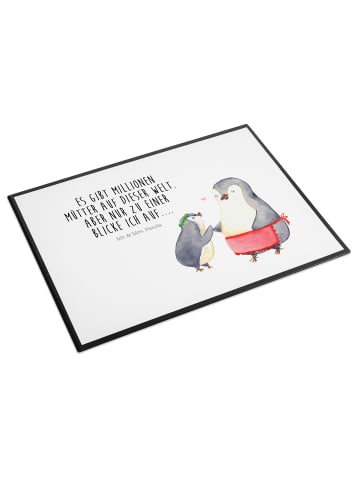 Mr. & Mrs. Panda Schreibtischunterlage Pinguin mit Kind mit Spruch in Weiß