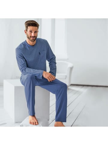 Ammann Single-Jersey Bio Schlafanzug in blau