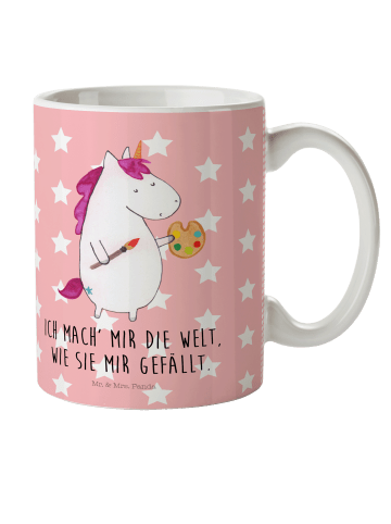 Mr. & Mrs. Panda Teetasse Einhorn Künstler mit Spruch in Rot Pastell