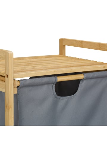 relaxdays Wäschekorb in Natur/ Grau - (B)40 x (H)120 x (T)33 cm
