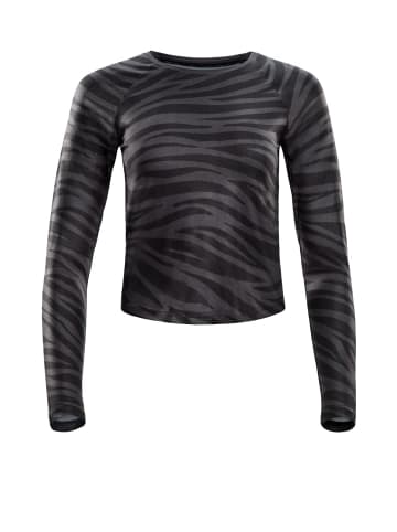 Winshape Functional Light and Soft Cropped Long Sleeve Top AET119LS in zebra/grey