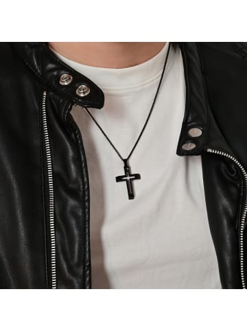 Adeliás Herren Anhänger – Kreuz Kreuzanhänger aus Edelstahl in schwarz