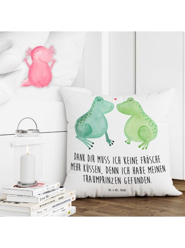 Mr. & Mrs. Panda zier kissen Frosch Liebe mit Spruch in Weiß