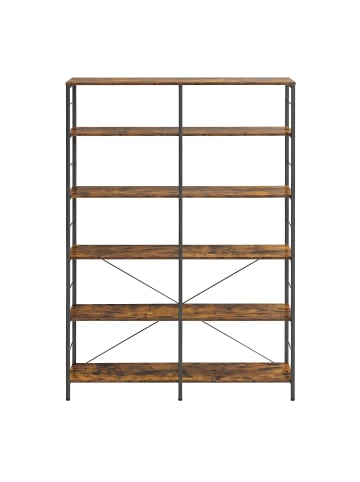 VASAGLE Bücherregal Barnet in Braun-Schwarz - (B)120 x (H)170 x (T)30 cm