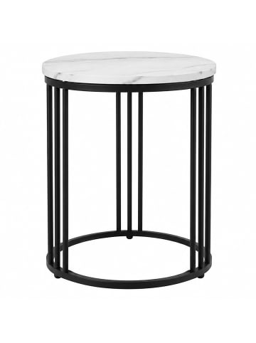 relaxdays Beistelltisch "MARMO" in Schwarz/ Weiß - (H)51 x ø 41 cm
