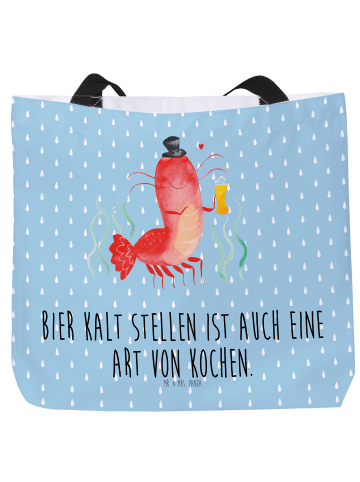 Mr. & Mrs. Panda Tote Bag Hummer Weizen mit Spruch in Blau Pastell