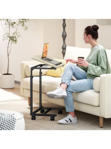 HOMCOM Beistelltisch-55L x 36B x 62,5-82,5H cm-Eiche