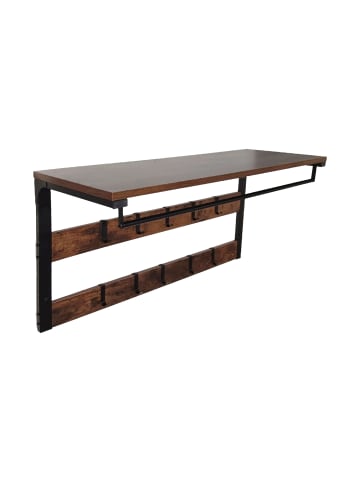 relaxdays Wandgarderobe in Dunkelbraun/ Schwarz - (B)80 x (H)42 x (T)30 cm
