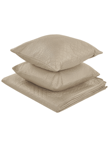 Beliani 3-tlg Tagesdecke SHUSH in Grau