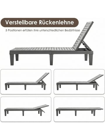 COSTWAY Sonnenliege 190 cm verstellbar in Grau