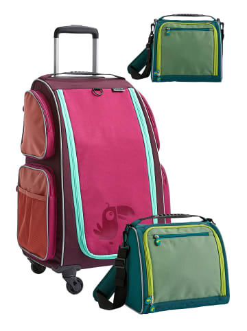 Haba Kinderkoffer Rolltrolley mit Trolleytasche und Kulturbeutel in beere-petrol