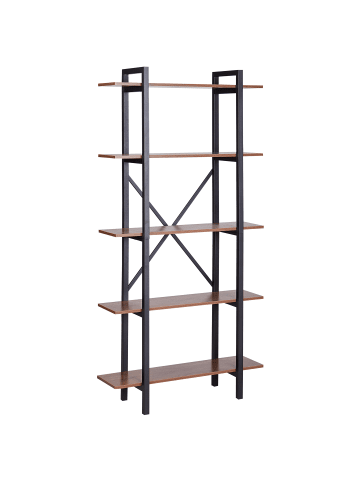 Beliani Bücherregal DARBY in Braun/Schwarz - (W) 90 x (H) 180 x (L) 30 cm