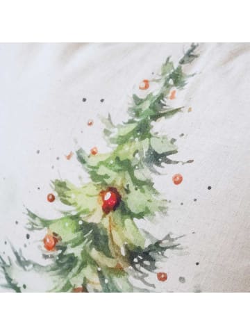 Chic Antique Kissenbezug AIX WEIHNACHTSBAUM Beige mit Tannenbaum Grün 50x50 cm