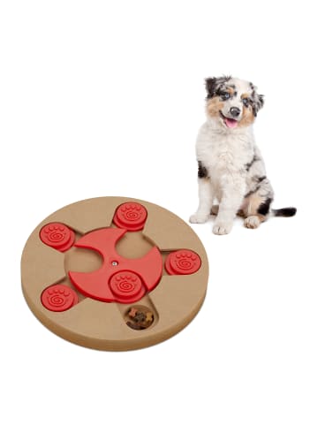 relaxdays Hunde-Intelligenzspielzeug in Natur/ Rot