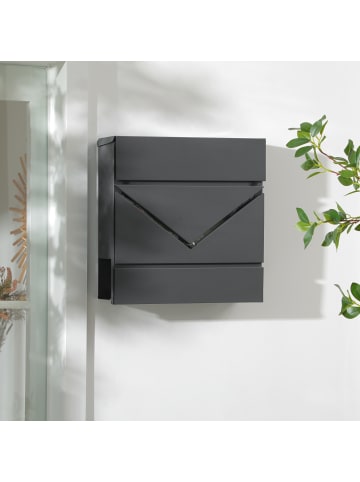HOMCOM Briefkasten-37L x 10,5B x 37H cm-Dunkelgrau