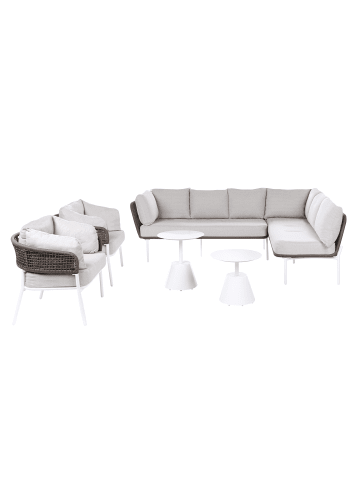 Beliani 5-tlg Lounge Set ROBELLA in Beige/Weiß/Braun