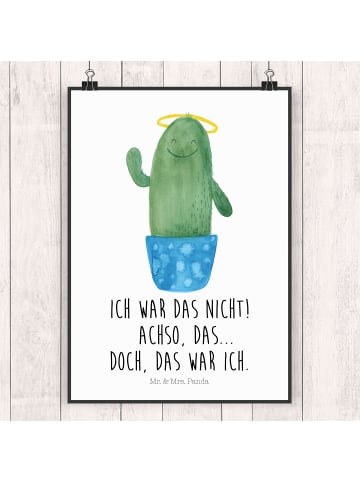 Mr. & Mrs. Panda Poster Kaktus Heilig mit Spruch in Weiß