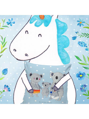 Mr. & Mrs. Panda Sofa Kissen Koala Familie ohne Spruch in Blau Pastell