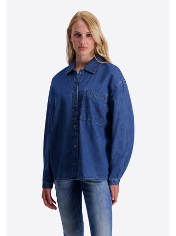 Timezone Jeansbluse Hemdkragen Brusttasche Loose Fit in Blau