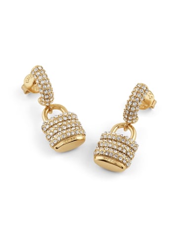 Guess Damen-Ohrringe Ohrhänger Pave Padlock Goldfarben