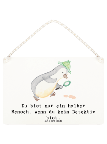 Mr. & Mrs. Panda Deko Schild Detektiv Herz mit Spruch in Weiß