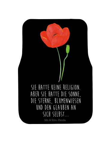 Mr. & Mrs. Panda Fahrer Autofußmatte Blume Mohnblume mit Spruch in Schwarz