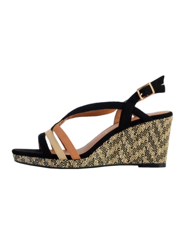 Divine Factory Sandale mit Keilabsatz Schwarz