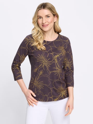 Sieh an! 3/4-Arm-Shirt in aubergine-goldfarben-bedruckt
