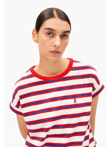 armedangels T-Shirt Idaara Stripes in rot weiß
