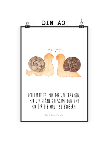 Mr. & Mrs. Panda Poster Schnecken Liebe mit Spruch in Weiß