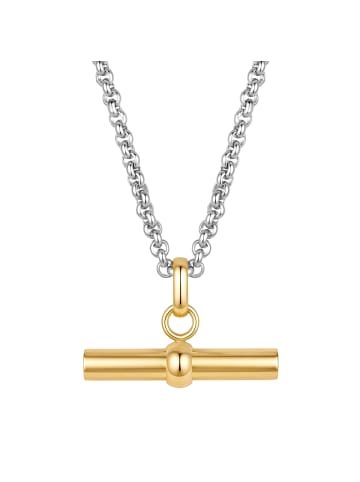 Lulu & Jane Halskette T-Bar aus Edelstahl in silber/gelbgold