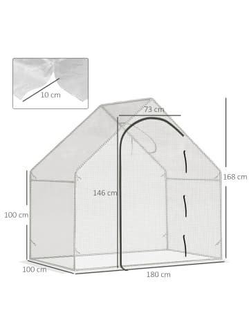 Outsunny Gewächshaus 180L x 100B x 168H cm Weiß