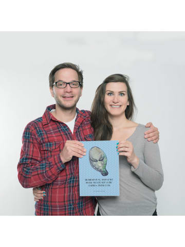 Mr. & Mrs. Panda Bild Seekuh Happy mit Spruch in Blau Pastell