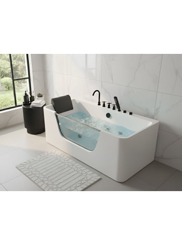 Beliani Whirlpool Badewannen CAHUITA in Weiß/Schwarz - (W) 75 x (H) 59 x (L) 160 cm