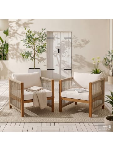 home24 Loungesessel Bayton 2er-Set in Beige / Braun