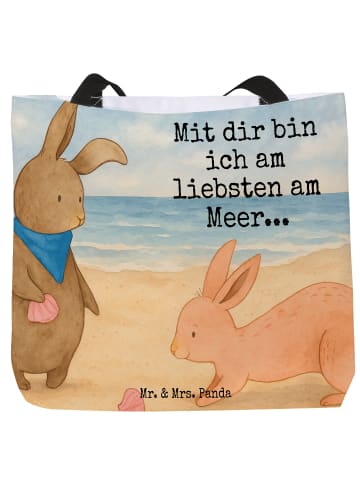 Mr. & Mrs. Panda Shopper Hasen Muschel Design mit Spruch in Weiß