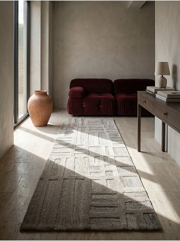KADIMA DESIGN Wollteppich Kurzflor EDALE Abstrakt Handgetuftet Naturfaser Wohnzimmer in Natur