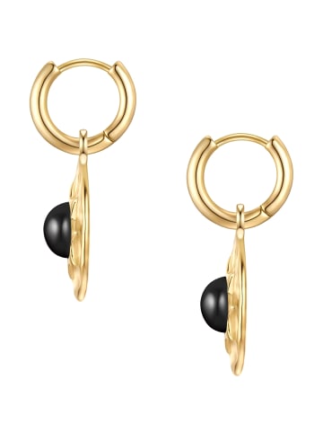 Yokoamii Creolen aus Metall-Legierung mit Achat in gelbgold